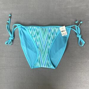 Victoria's Secret PINK Sequin Bikini Bottom Womens Small Blue Chevron Tie Side
